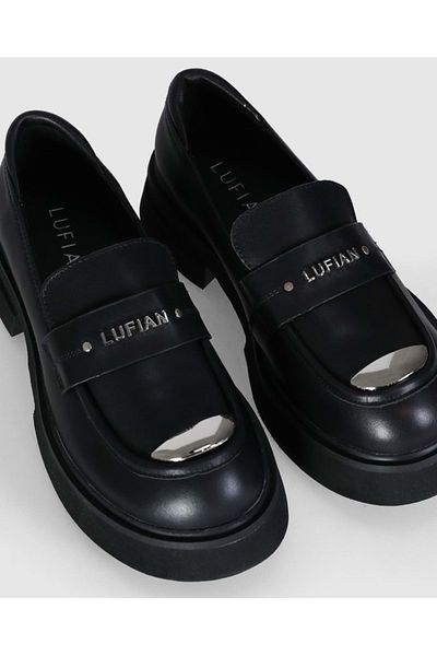 Lufian 122230004 Lucy Oxford Γυναικεία Δερμάτινα Κλασικά Παπούτσια Μαύρα