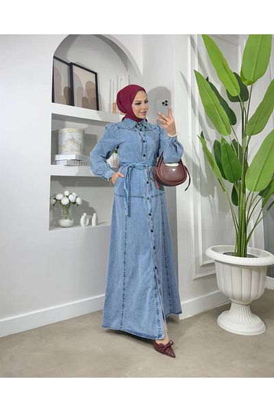 Meryemce Butik ΤΖΙΝ ΦΟΡΕΜΑ BOYDAN με ΚΟΥΜΠΙ (στενή εφαρμογή. Συνιστάται ένα μέγεθος μεγαλύτερο)