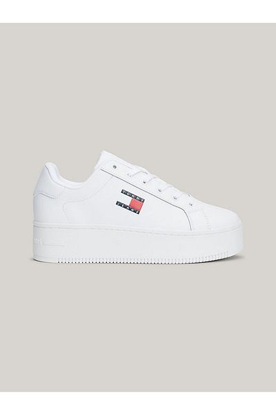 Tommy Hilfiger Dámske topánky s logom značky na platforme, štýlové biele tenisky vhodné na bežné nosenie En0en02518-