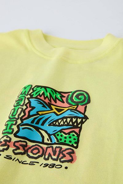 ZRA Vanilla Avenue Green Neon Băieți Tricou din bumbac imprimat Pantaloni scurți Set de jos