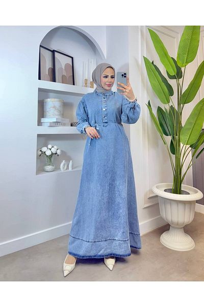 Meryemce Butik ΤΖΙΝ ΦΟΡΕΜΑ ΜΕ ΜΙΑ ΚΟΥΜΠΙΑ (Άνετο κούμπωμα)