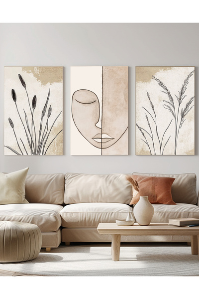 Design Art House 3'lü Modern Tasarım Ev Ofis İşyeri Dekorasyon Kanvas Tablo