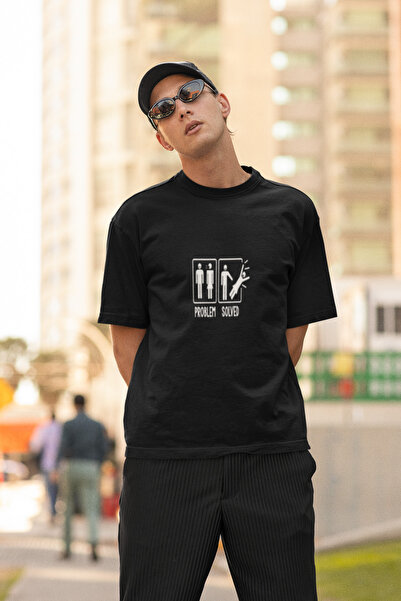 MG Problem Solved Printed Men's Crew Neck Cotton Oversize Short Sleeve T-Shirt