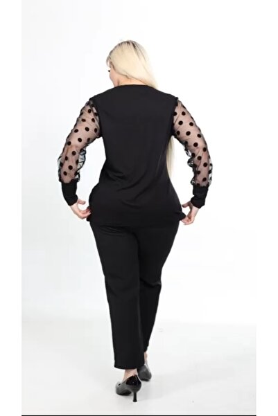 Te&Te Γυναικεία μπλούζα μεγάλου μεγέθους με στάμπα με λαιμόκοψη και συνδυασμός υφασμάτων μανίκια με διάφανο μπροστινό μέρος από βισκόζη