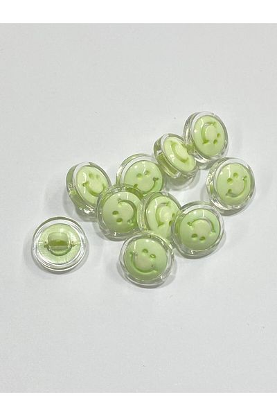 karantuhafiye 10 Pieces Water Green Baby Button / Smiley Face Model