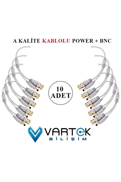 Genel Markalar OEM 10 Adet Hazır Kablolu Bnc Konnektör Dc Power Jak Cctv Y Kablo