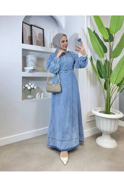 Meryemce Butik ΤΖΙΝ ΦΟΡΕΜΑ ΜΕ ΜΙΑ ΚΟΥΜΠΙΑ (Άνετο κούμπωμα)