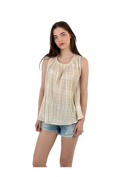 Miss Poem Women's Thick Strap Summer Comfortable Thin Ecru Blouse