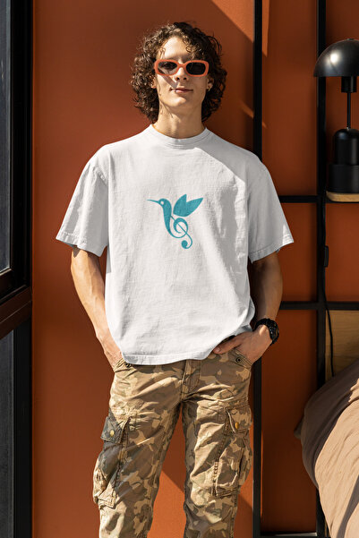 MG Nota Bird Printed Men's Crew Neck Cotton Oversize Short Sleeve T-Shirt