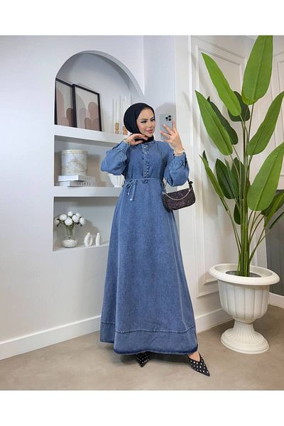 Meryemce Butik ΤΖΙΝ ΦΟΡΕΜΑ ΜΕ ΜΙΑ ΚΟΥΜΠΙΑ (Άνετο κούμπωμα)