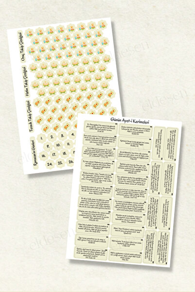 Eldesen Tasarım 4'lü Sticker Seti / Bullet Journal / Scrapbook / Ajanda Etiket Seti / Sticker Book