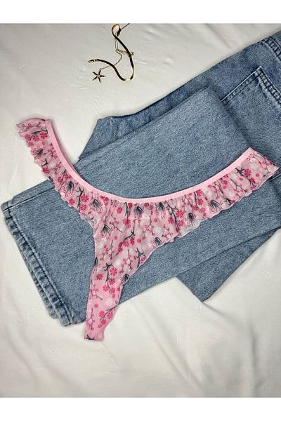 ROZENİN LINGERIE Frilly Floral Patterned Thong