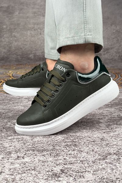 sauron Λευκή σόλα Khaki Χρώμα Αθλητικά Παπούτσια - Casual Sneaker Ortèedik με λεπτομέρεια επάνω ανύψωσης