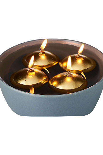 MumvemuM 12 Adet Altın Rengi Suda Yüzen Mum Çap : 5 cm