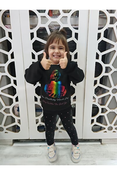 Kız Çocuk Şardonlu Desenli Sweatshirt - Sweat (Kalıbı Dar)