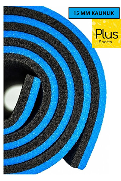 PLUSSPORT 15 MM EN KALIN EGZERSİZ PİLATES MİNDERİ KAMP YOGA MAT ÇİFT TARAFLI 180X60 PEMBE SİYAH MAVİ