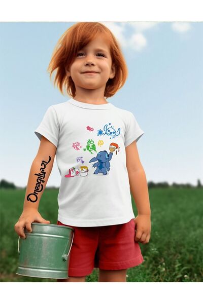 oneagılyazı Tricou supradimensionat pentru fete cu imprimeu Stitch Back