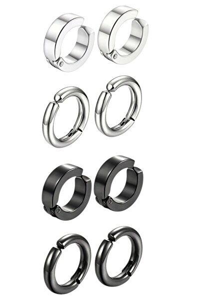 ESUSO 8 Adet 316l Cerrahi , Erkek Çelik Küpe , Kadın Çelik Küpe , Halka Çelik Küpe