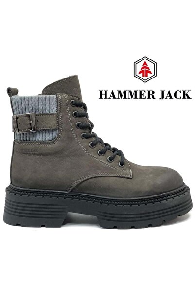 Hammer Jack 102-23860-Z Carmen Hakiki Deri Postal Kadın Bot GRİ