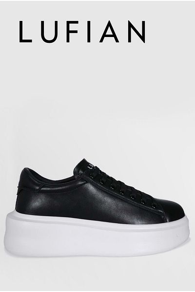 Lufian Ανδρικά δερμάτινα παπούτσια Sneaker Gage Μαύρα