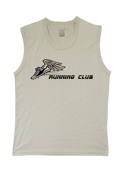 Raf Coll Ανδρικό αμάνικο πλεκτό μπλουζάκι Running Lettering Design Ψηφιακή εκτύπωση 100% βαμβάκι