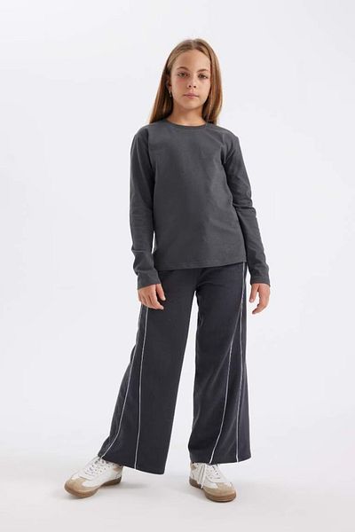 DeFacto Girl's Crew Neck Basic Plain Long Sleeve School T-Shirt U6810A624Au