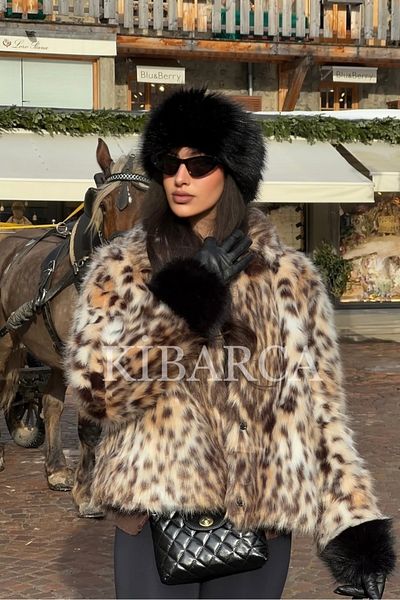 Aksesuar Trend Black Winter Faux Fur Russian Heart Plush Hat