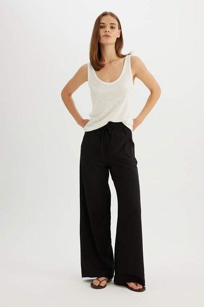 DeFacto Wide Leg and Elastic Waist Lace-Up Trousers - 25K801T03119
