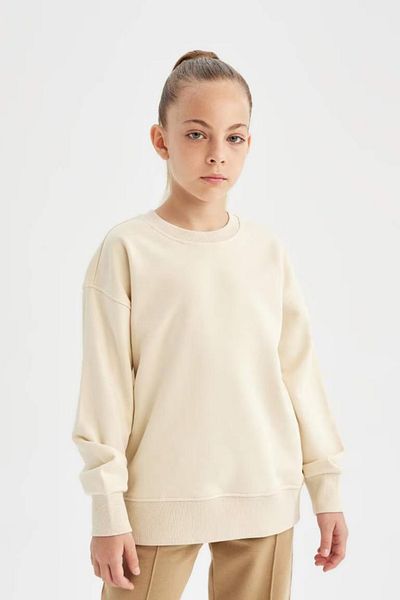 DeFacto Relax-Fit-Schul-Sweatshirt aus Baumwolle mit Rundhalsausschnitt für Mädchen – 25k801t01220