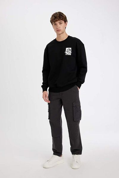 DeFacto Φούτερ με στάμπα Crew Neck Boxy Fit - C7048AX24AU
