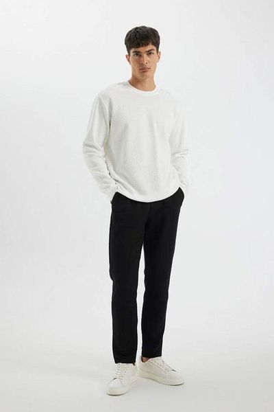 DeFacto Regular Fit Crew Neck Waffle Basic pevné tričko s dlouhým rukávem D2801Ax24Au