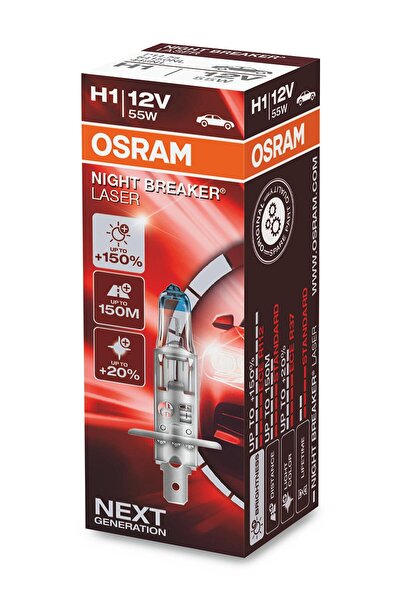 Osram 12V AMPUL 55W H1 %150 FAZLA %20 BEYAZ IŞIK NİGHT BREAKER LASER 64150NL ...