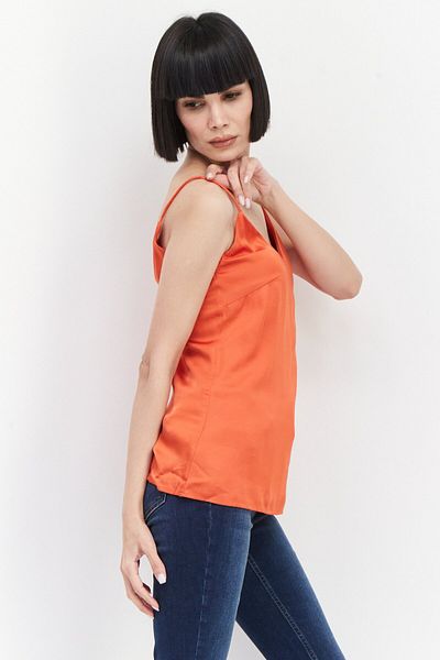 Esprit Women V-neck Sleeveless Plain Tank Top, Orange