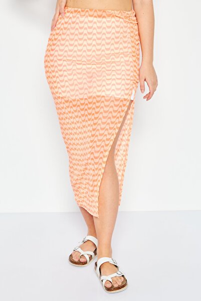 Dippin' Daisy's Women Plain Basic Midi Skirt, Orange