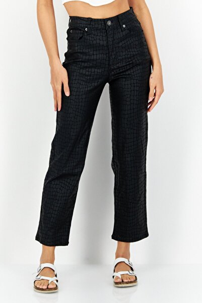 INC Denim Women Straight Fit Animal Print Stretchable Jeans, Black