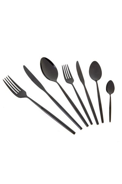 Jumbo 5900 Infinity 12 Person 84 Piece Titanium Black Cutlery Set