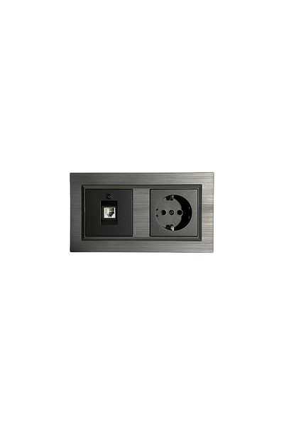 OVİVO Quantum Magnetic Gray Set of 2 - Grounded Socket and Numeris Telephone Socket