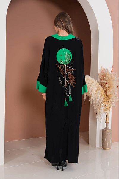 ALÂ Black Green Back Embroidery Dress - Standard