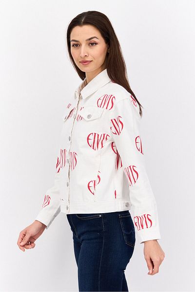 Elvis Presley Women Printed Jacket Shirt, Off White