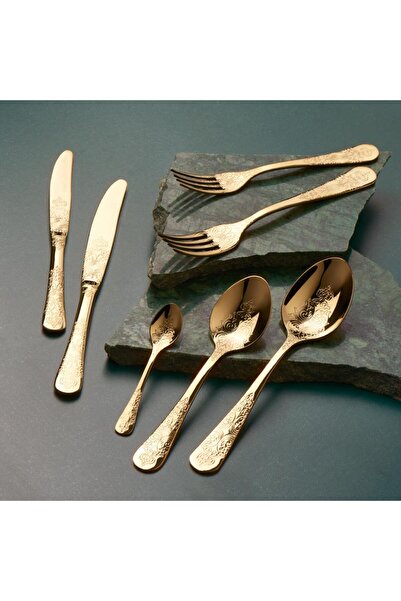 Jumbo Antique Titanyum Gold 12 Kişilik 84 Parça Çatal Kaşık Bıçak Takımı