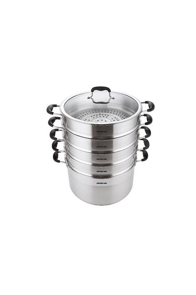 Arshia Stainless Steel Steamer Set With Glass Lid. Capacity 30cm