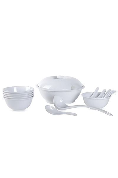 Trust Pro 15-Piece Melamine Soup Set 10 Inch White; Serve 6 People W15ST