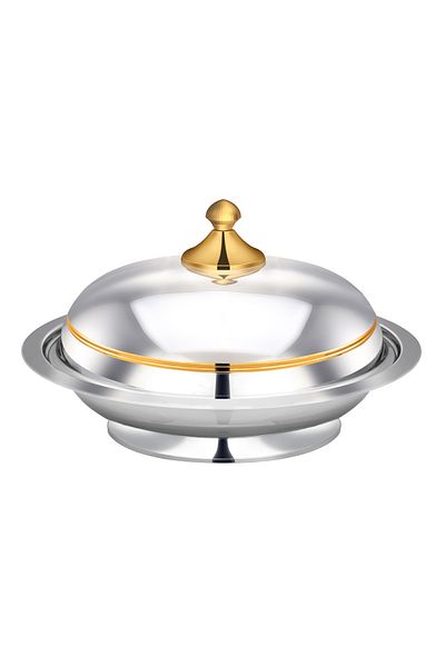 Bohara Luxury Stainless Steel Kozi Dish High Quality With Distinctive Golden Font, Capacity 28 Cm