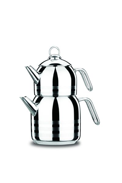 KORKMAZ Tea Pot Stainless Steel, 2 Pieces, Capacity 1.0l - 1.2l