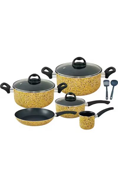 Trust Pro Aluminum Non Stick Cookware Set of 10 Pcs Yellow KR68