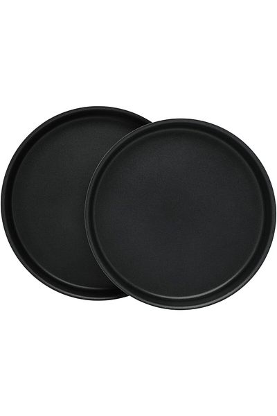 Trust Pro Non Stick Aluminium Round Oven / Baking Tray Set of 2 Pieces , 32cm + 30cm Red/Black