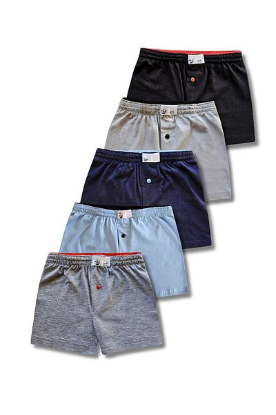 GizaKids Set de 5 lenjerie de corp boxer pentru băieți 100% bumbac