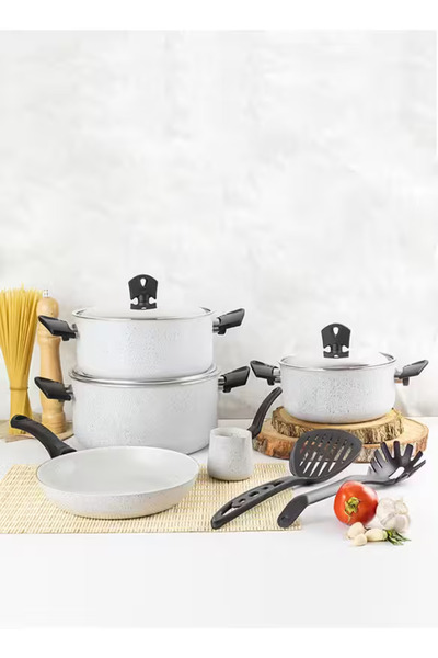 Trust Pro Aluminum Non Stick Cookware Set of 10 Pcs White SP300BI