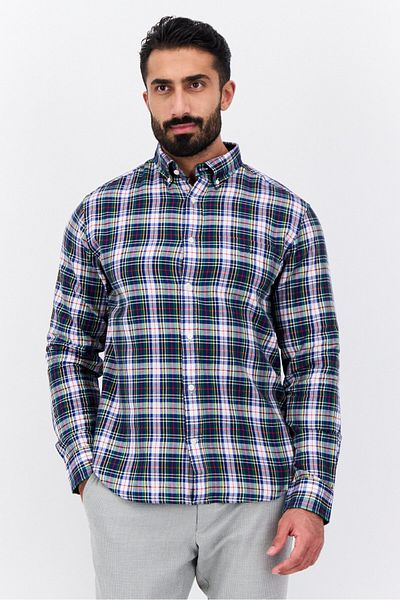 Gant Men Regular Fit Checkered Long Sleeves Casual Shirt, Navy Combo
