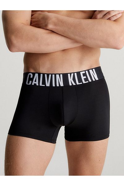 Calvin Klein Men's Brand Logo Elastic Band High Waisted Breathable Fabric Sporty Look Black Boxers